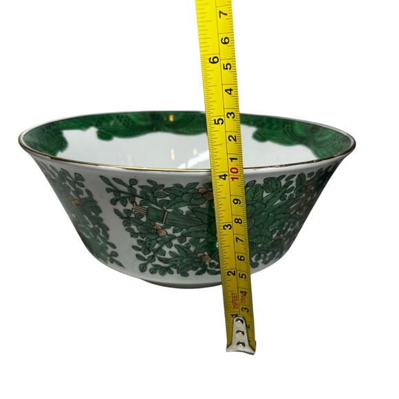 Vintage Gold Imari Serving Bowl Hand Decorated in Green|Gold|White Porcelain - Picture 7 of 12